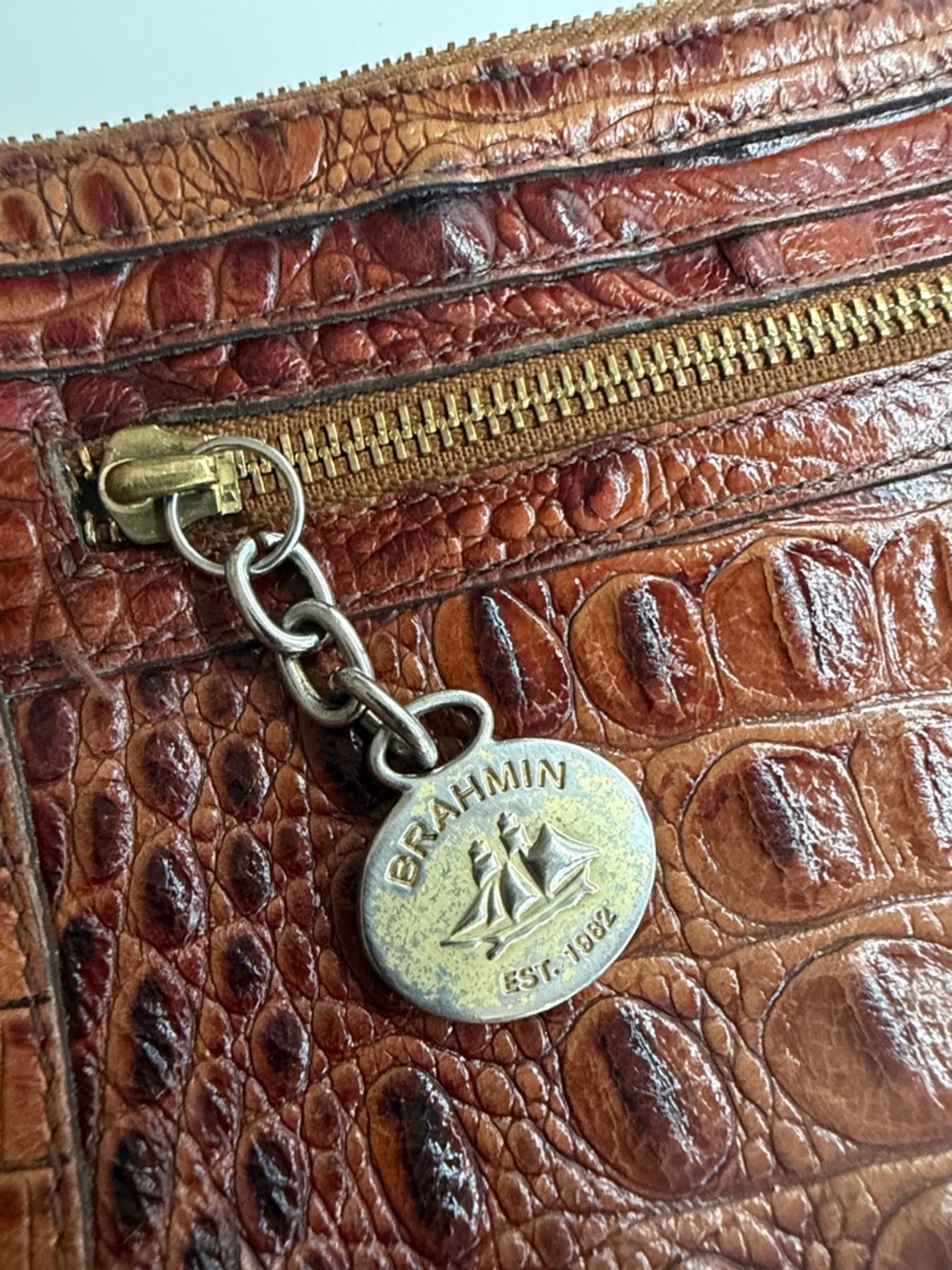 Brahmin Vintage Melbourne Collection Crocodile Embossed Women’s Wristlet Wallet - Picture 6 of 16